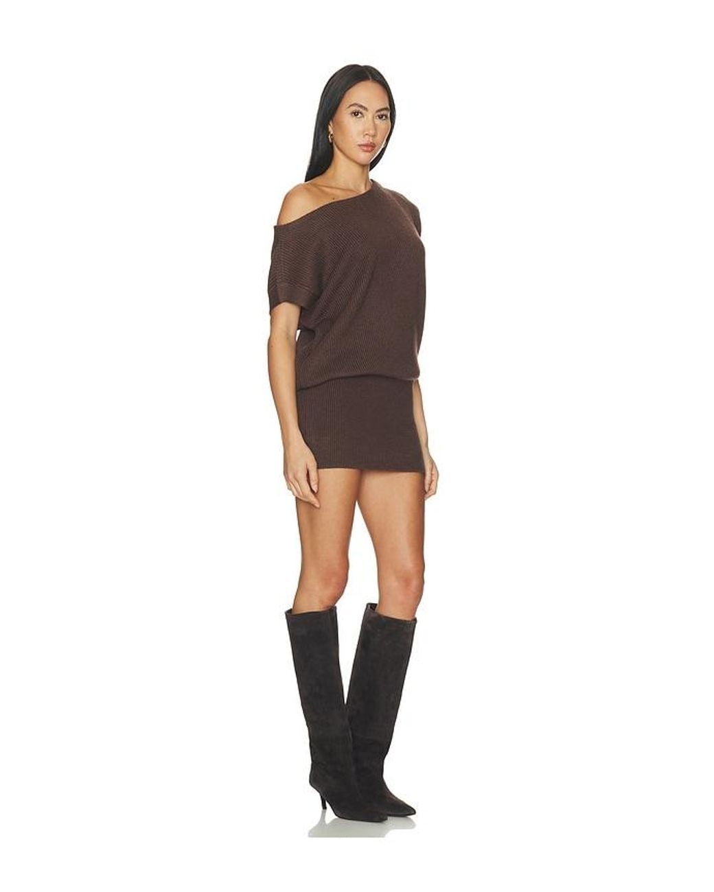 Lovers + Friends Brown Caydin One Shoulder Dress