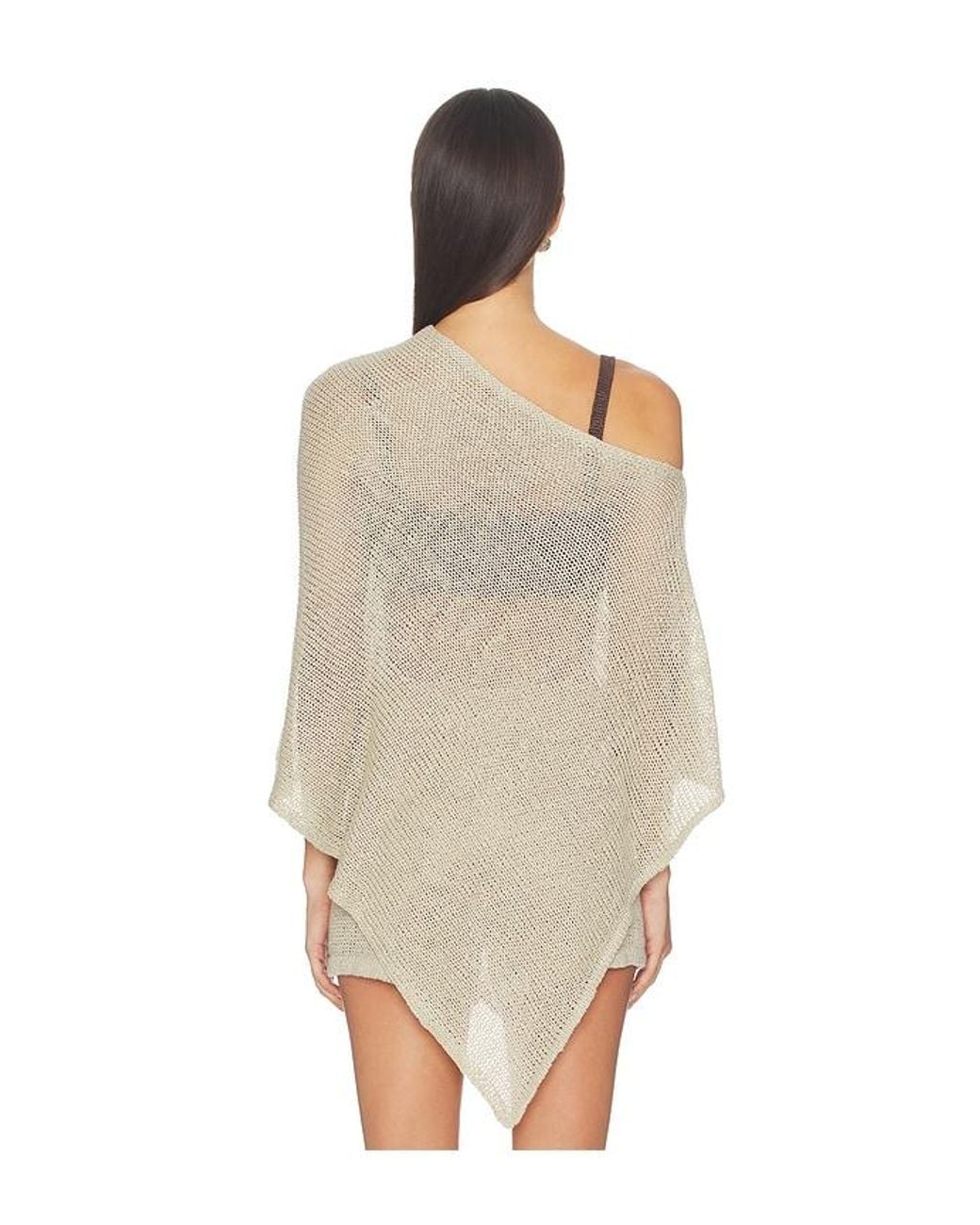 Enza Costa Natural Linen Open Knit Poncho
