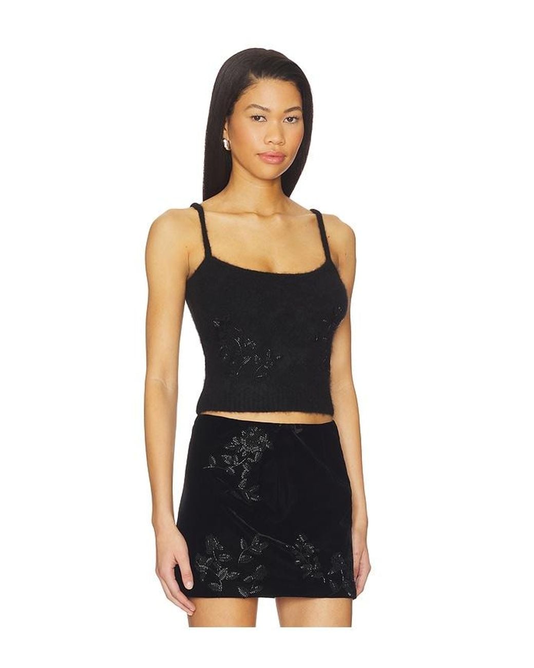 Markgong Black Beaded Mohair Knit Top