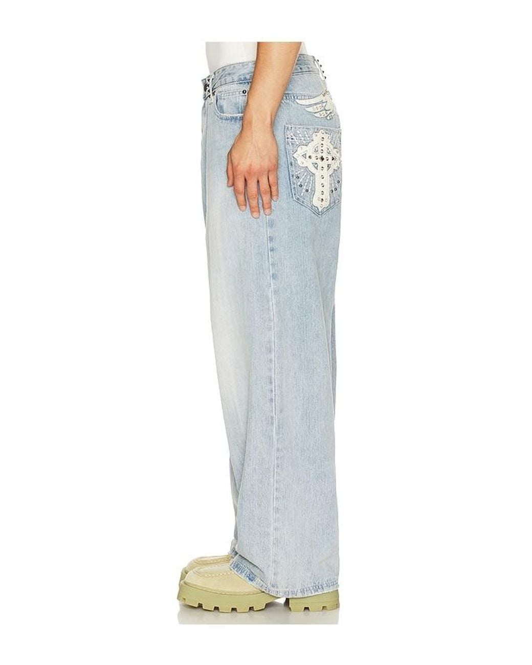 Jaded London Blue Applique Cross Xl Colossus Jeans for men