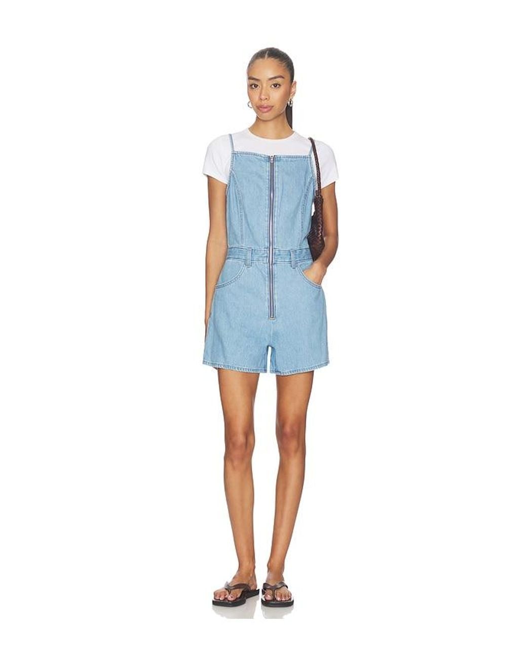 Levi's Blue Square Neck Romper