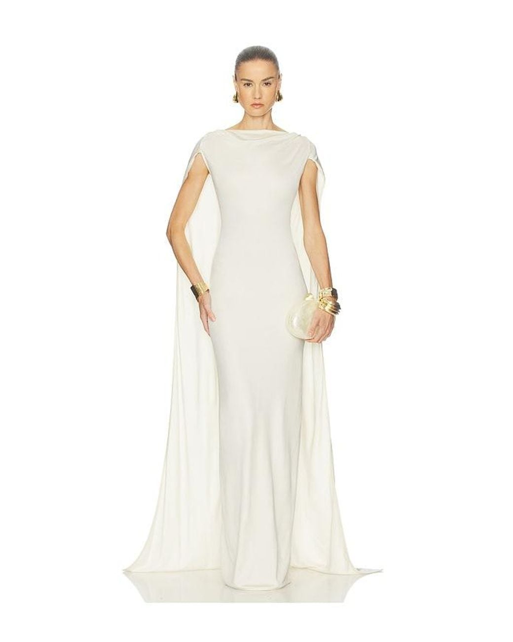 Helsa White The Alva Caped Jersey Dress