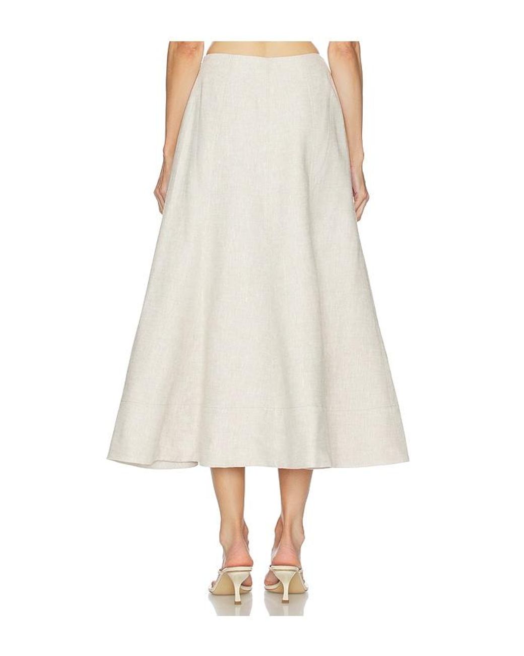 Camila Coelho Natural Malena Linen Midi Skirt
