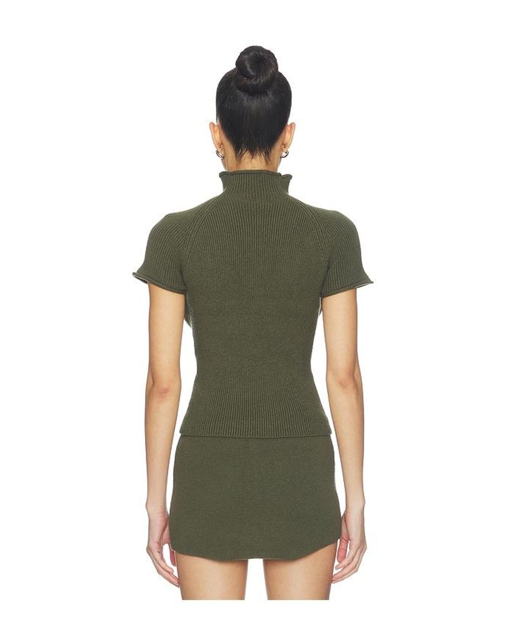 Frankie's Bikinis Green Harmony Cloud Knit Mock Neck Tee