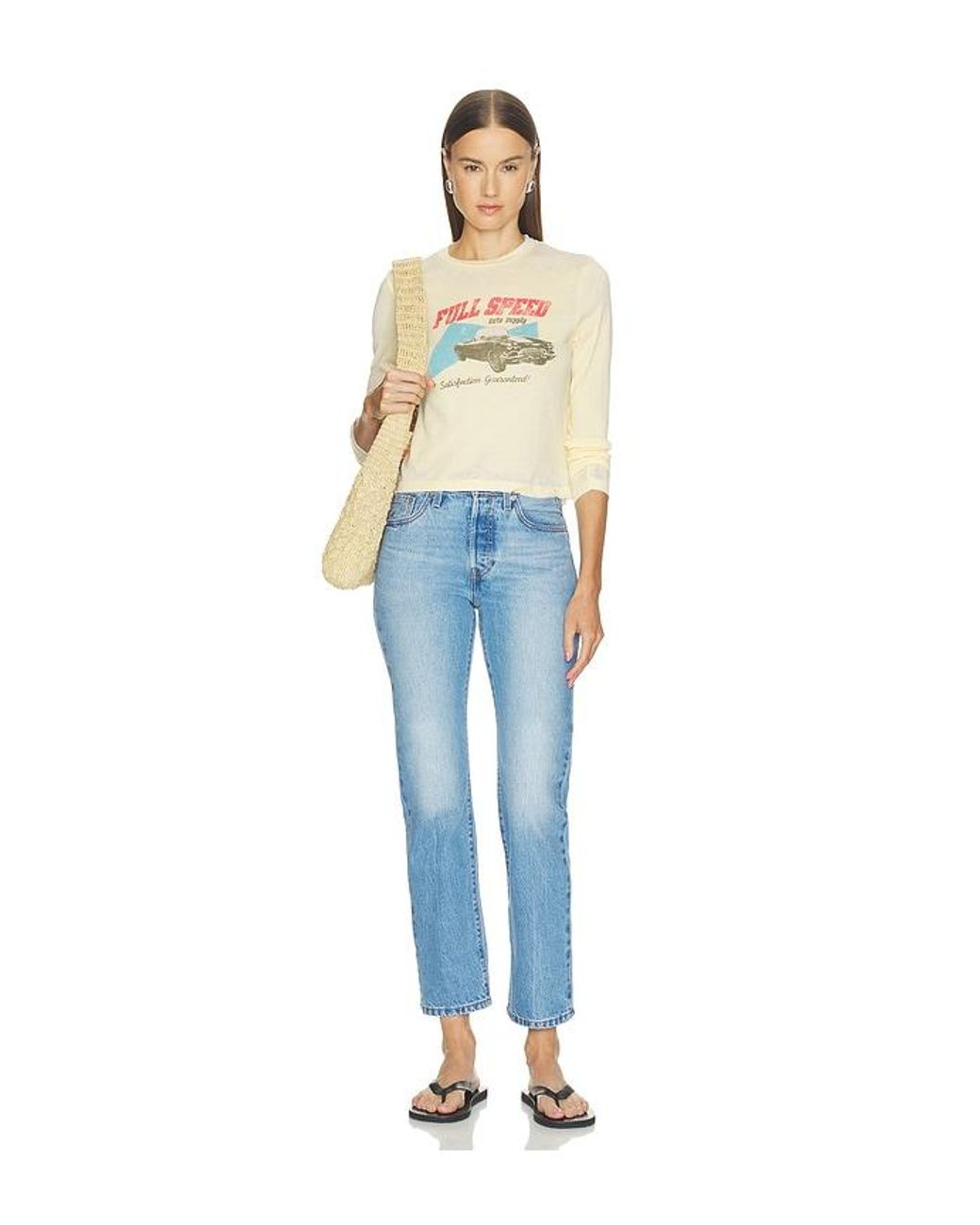 Daydreamer Blue Full Speed Auto Supply Burnout Vintage Long Sleeve Top