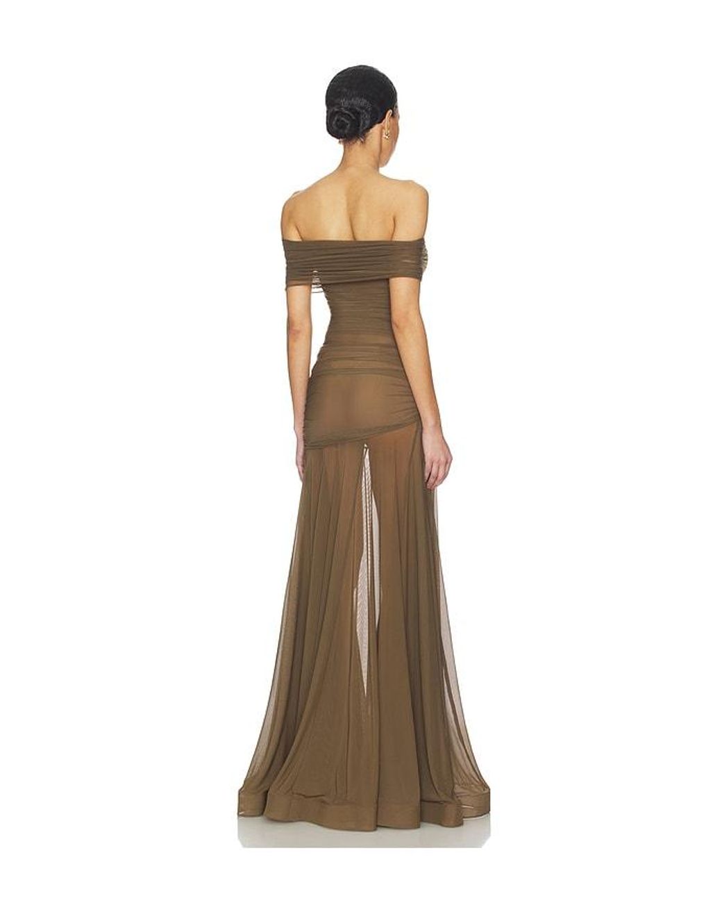 Bronx and Banco Natural Dakar Off Shoulder Sheer Maxi Dress