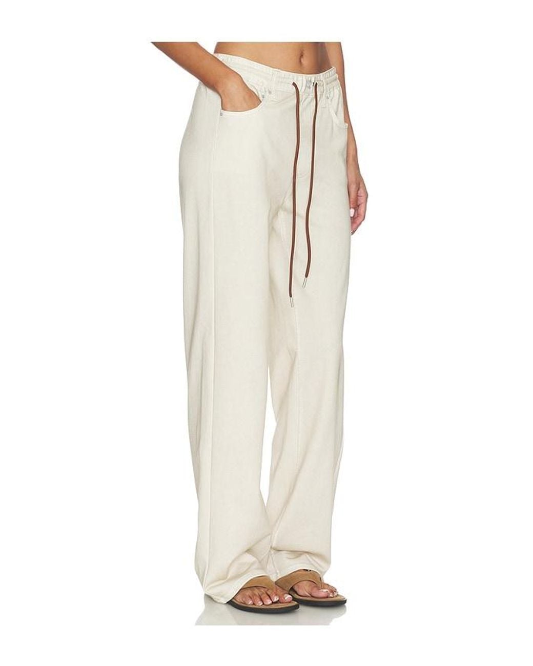 Rag & Bone White Miramar Terry Drawcord Wide Leg Pant