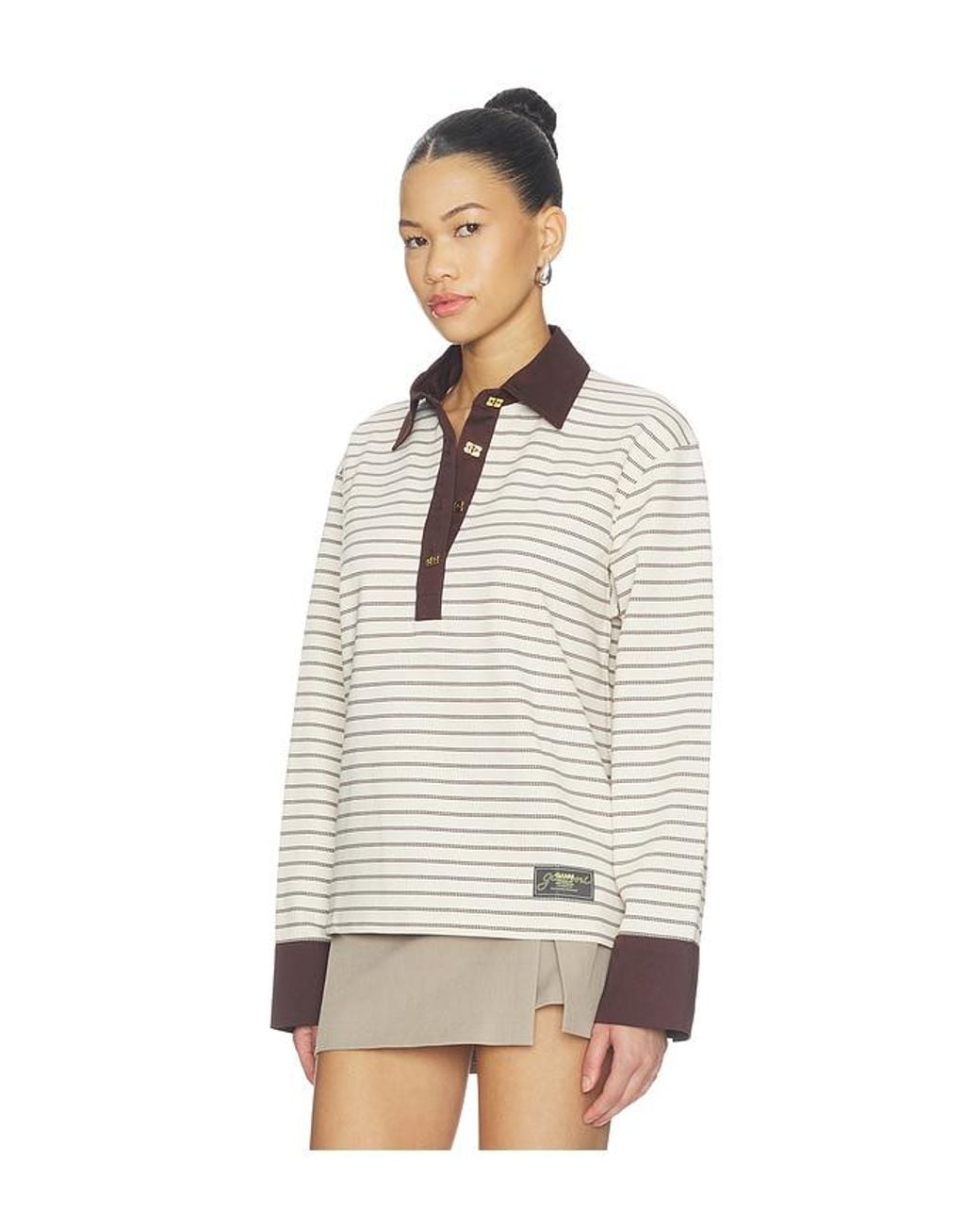 Ganni Natural Single Pique Polo Top
