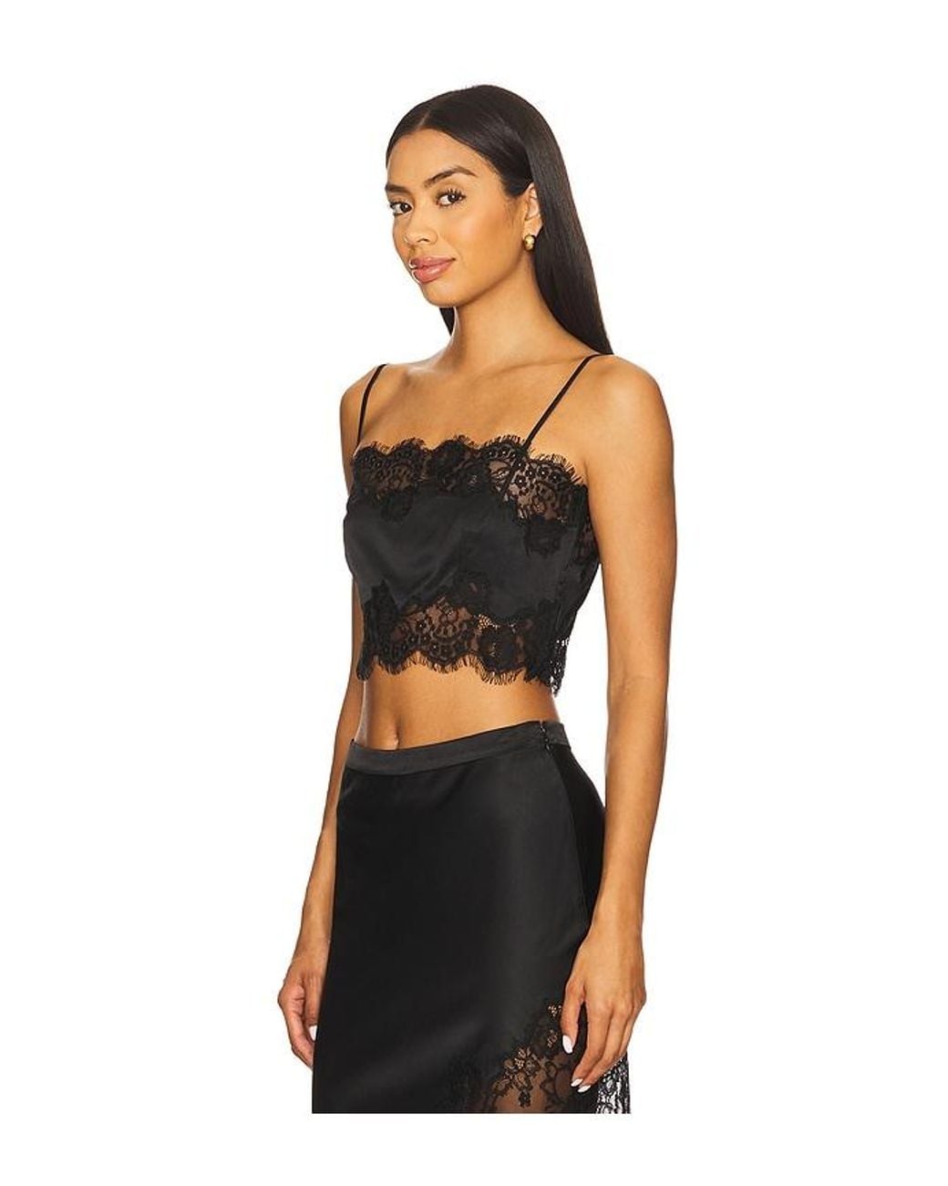 Fleur du Mal Black Silk And Lace Bandeau Top