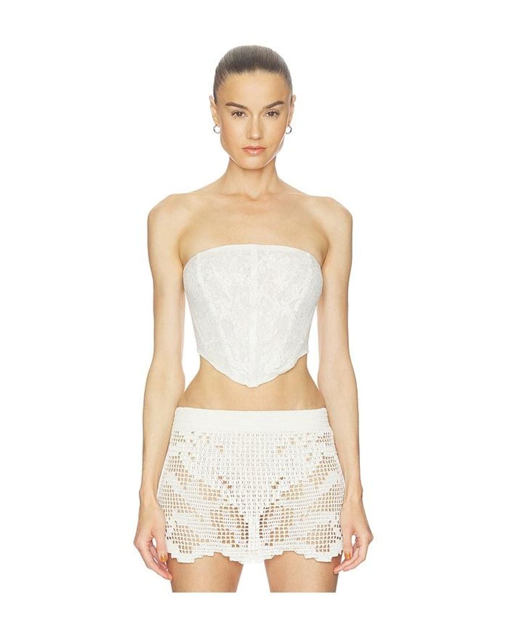 HAELO White Feather Lace Corset