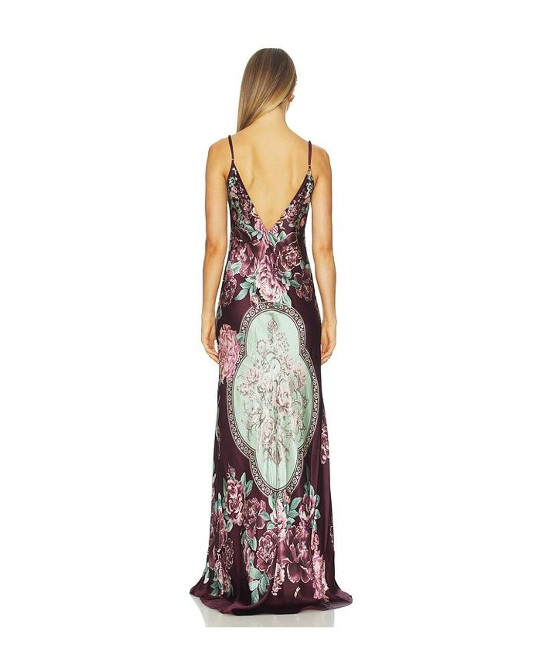 Camilla White V Neck Long Bias Slip Dress With Train