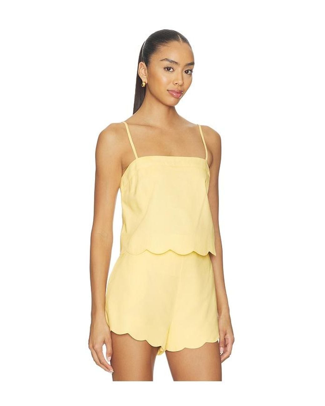 MINKPINK Yellow Grazia Scallop Hem Cami