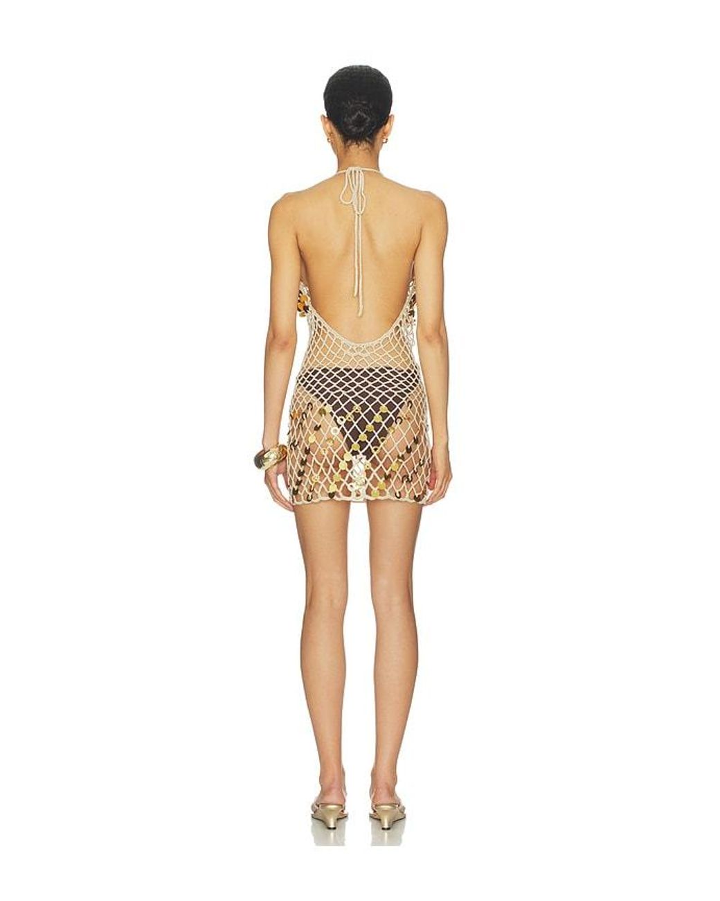 superdown Natural Zuri Crochet Mini Dress
