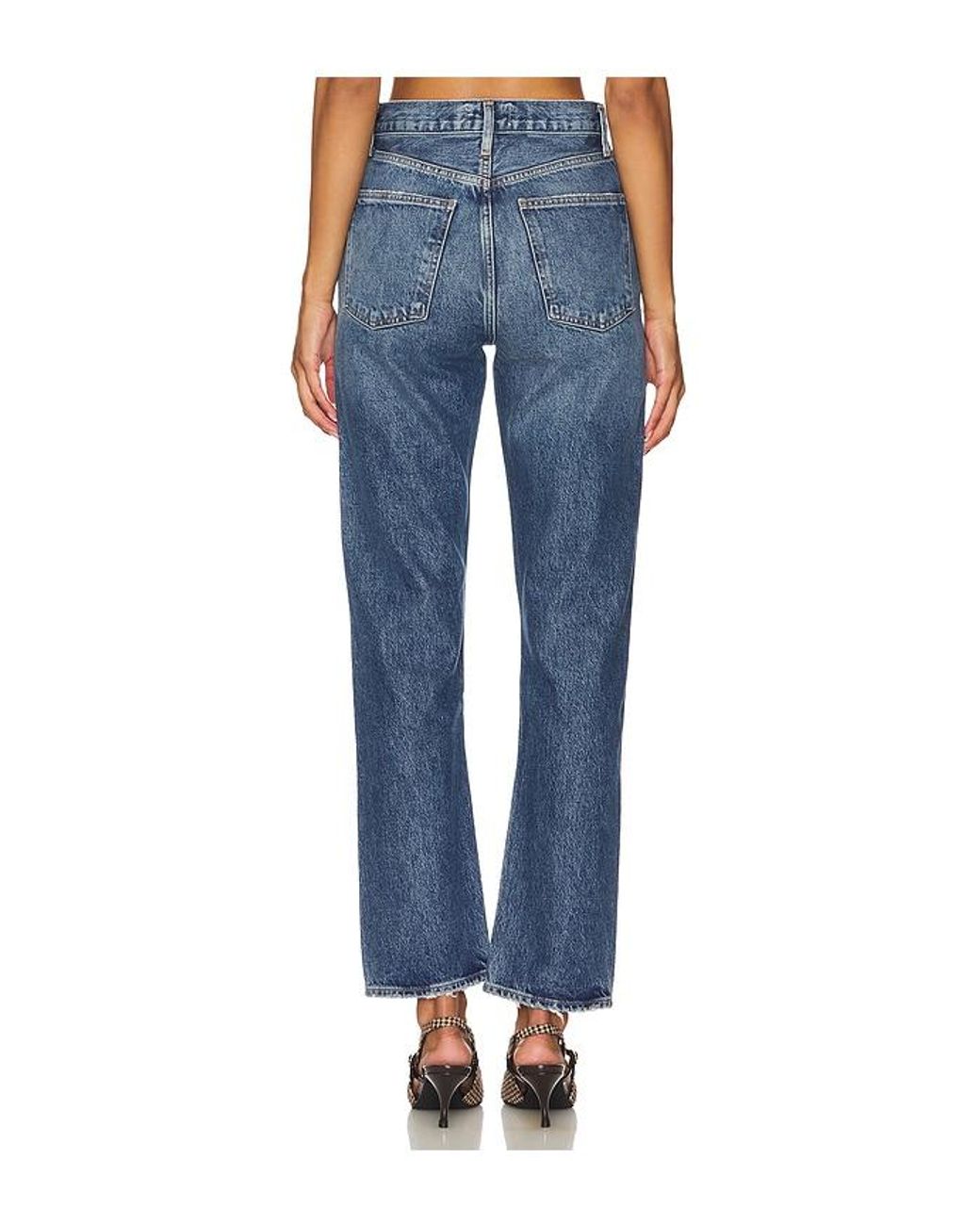 Agolde Blue 90S Pinch Waist High Rise Straight Jeans
