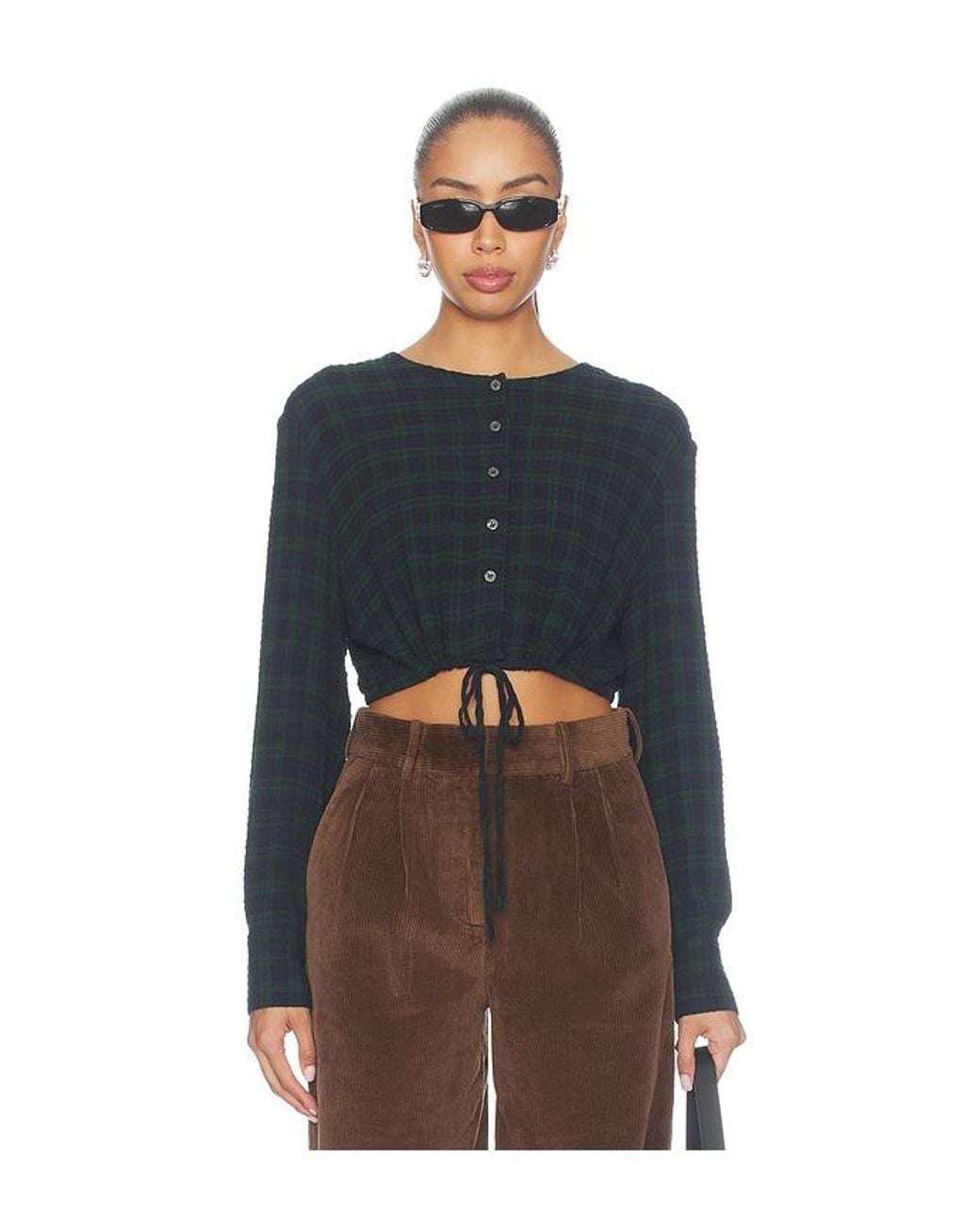GOOD AMERICAN Multicolor The Crinkle Cinched Shirt