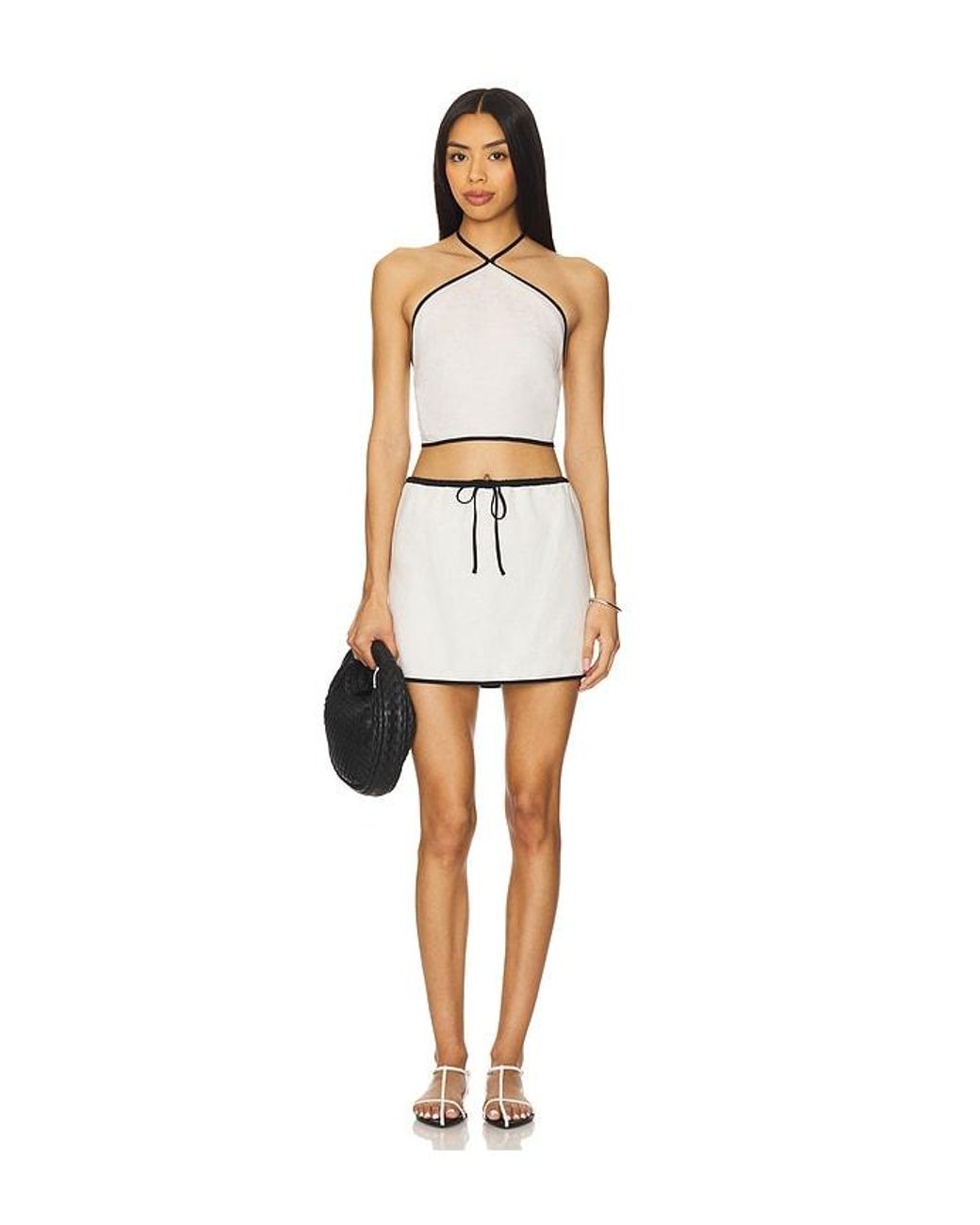 Onia White Air Linen Cropped Halter Top