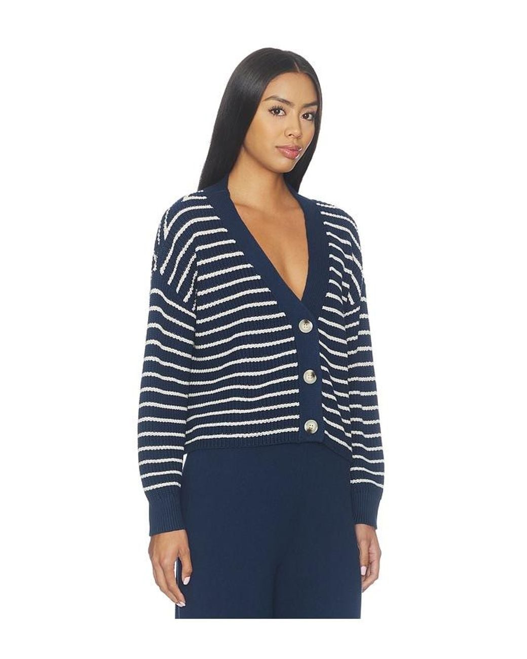 Eberjey Blue Fine Gauge Cropped Cardigan