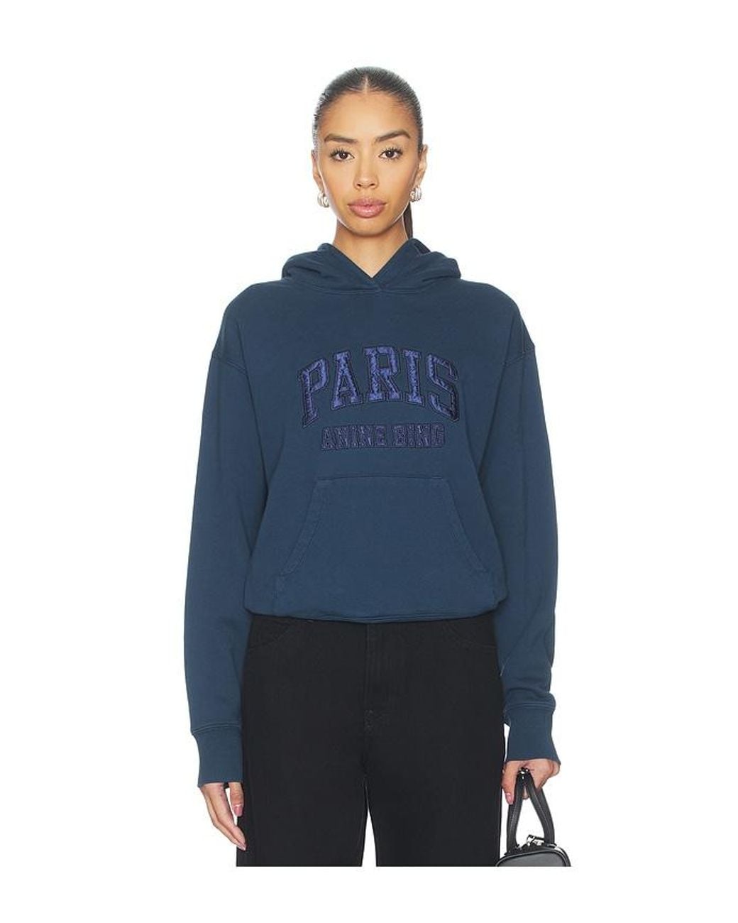 Anine Bing Blue Debbie Shrunken Hoodie Paris
