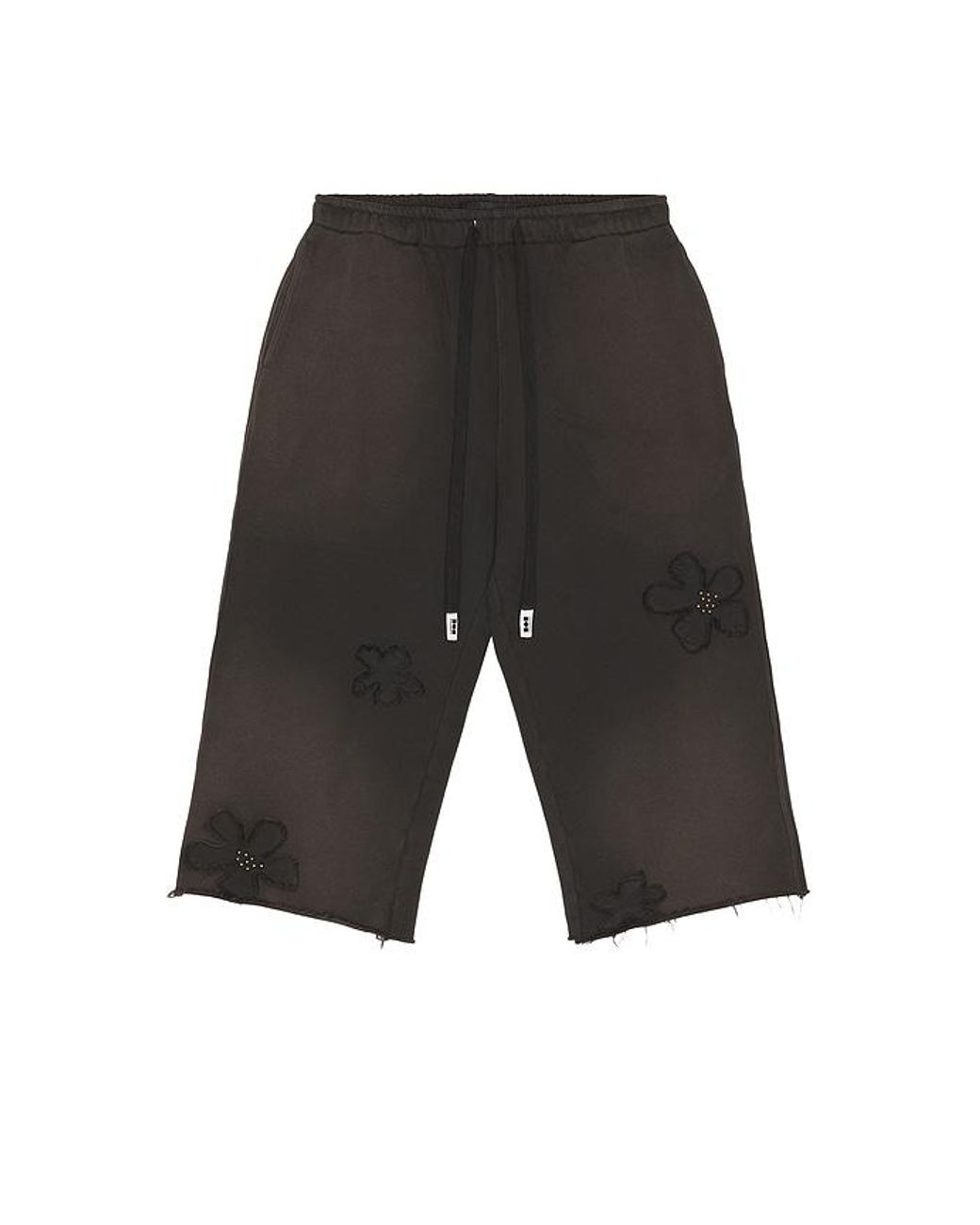 NAHMIAS Black Flower Patch Long Sweat Short for men