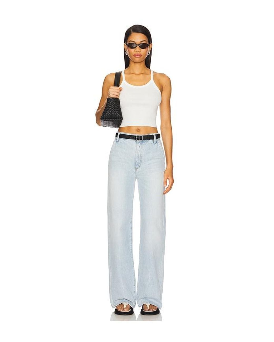 ÉTERNE Blue Cropped Rib Tank Top