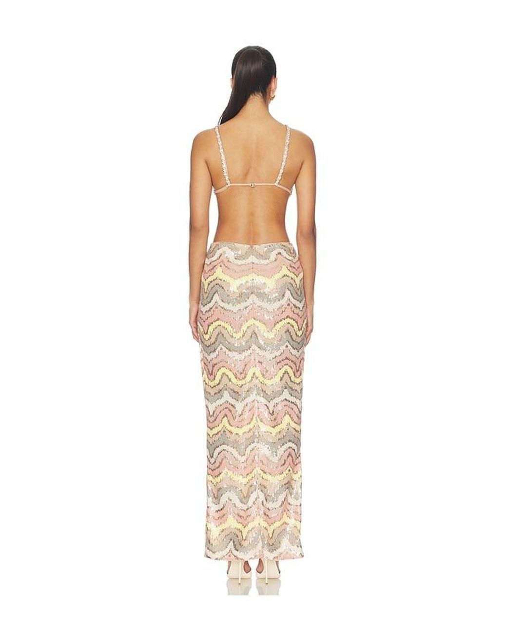Bronx and Banco White Sonia Sequin Cutout Maxi Dress