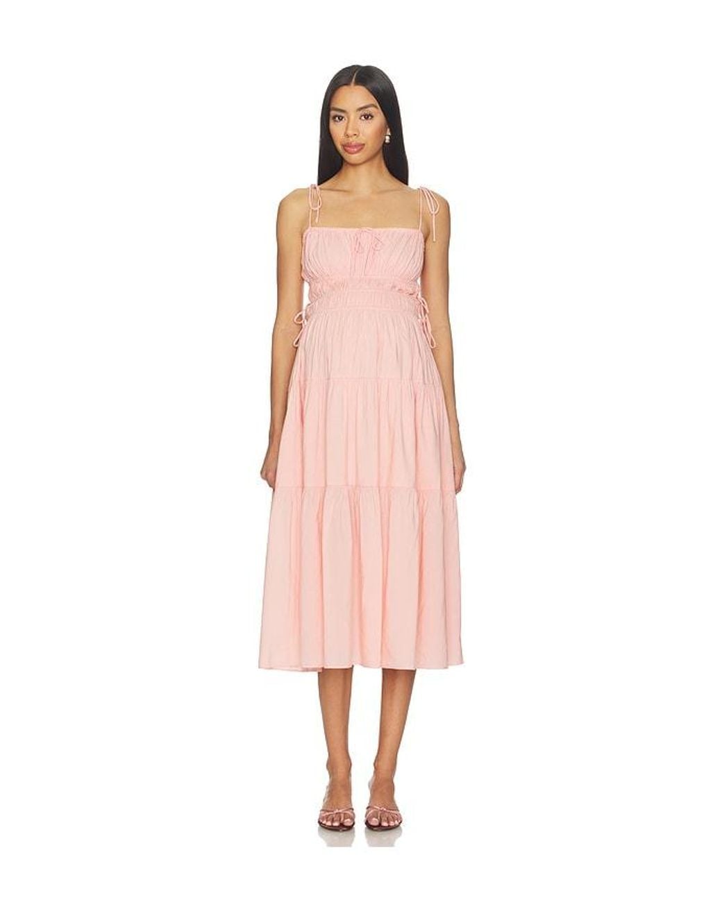 BUMPSUIT Multicolor Shirred Midi Poplin Dress