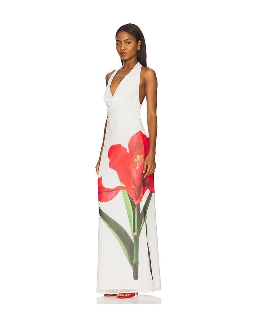 MORE TO COME Red Shelby Halter Maxi Dress