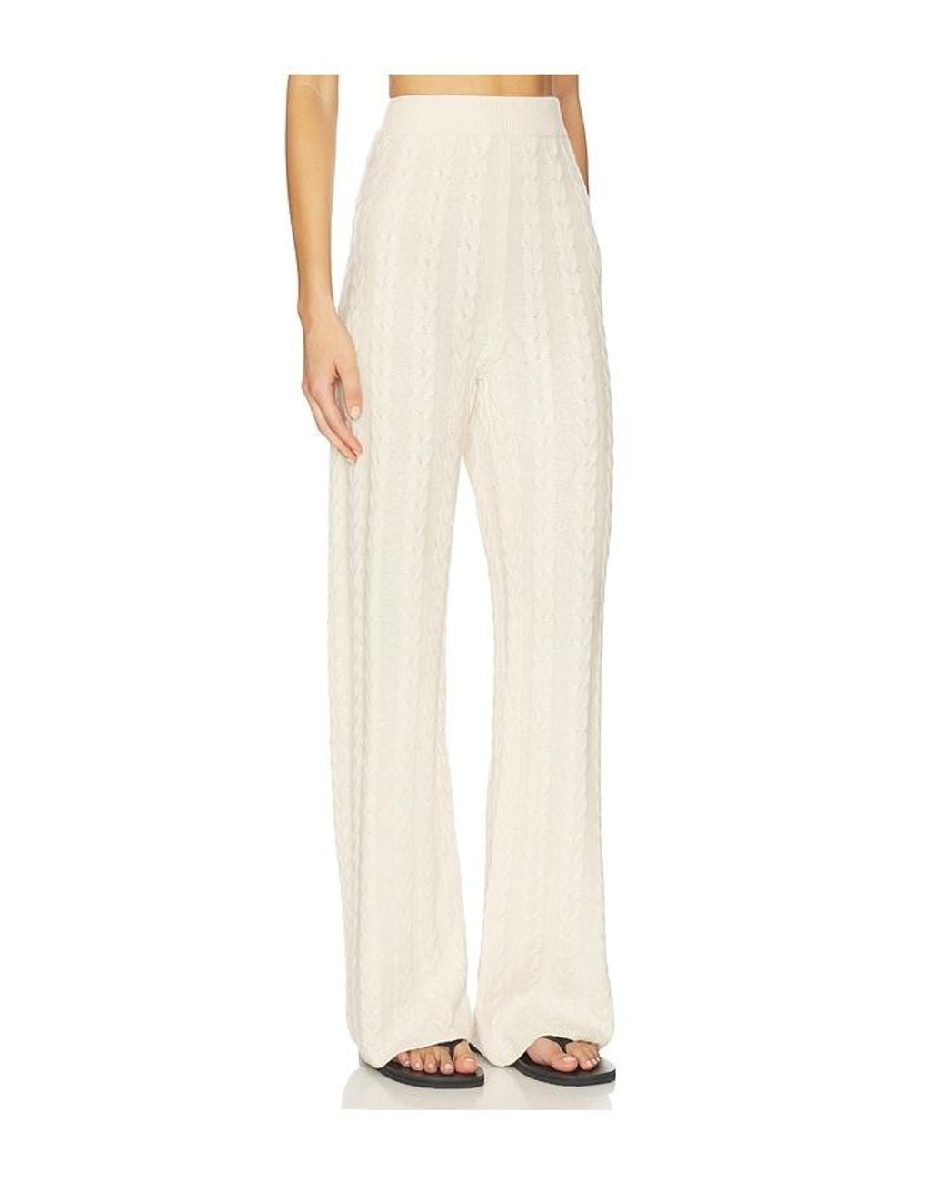 AEXAE White Cashmere Cable Straight Leg Pant