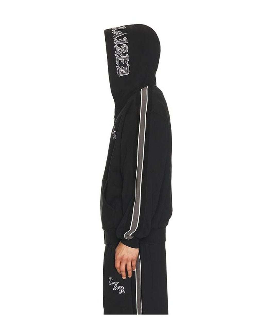 Born X Raised Black Sport Stripe Zip Up Hoodie for men