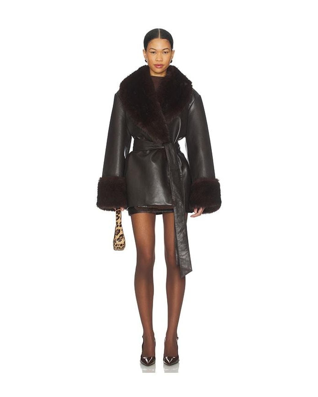 SER.O.YA Black Daly Leather Coat
