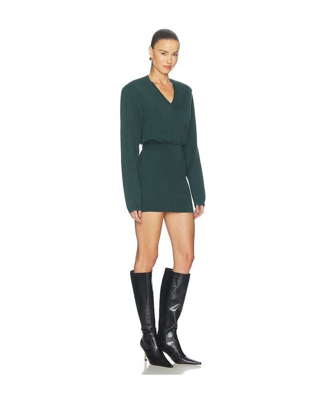 Camila Coelho Green Dennise V Neck Mini Dress