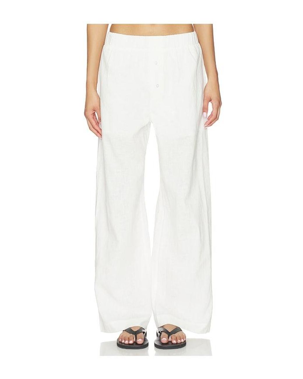 Artless White Linen Relaxed Pants