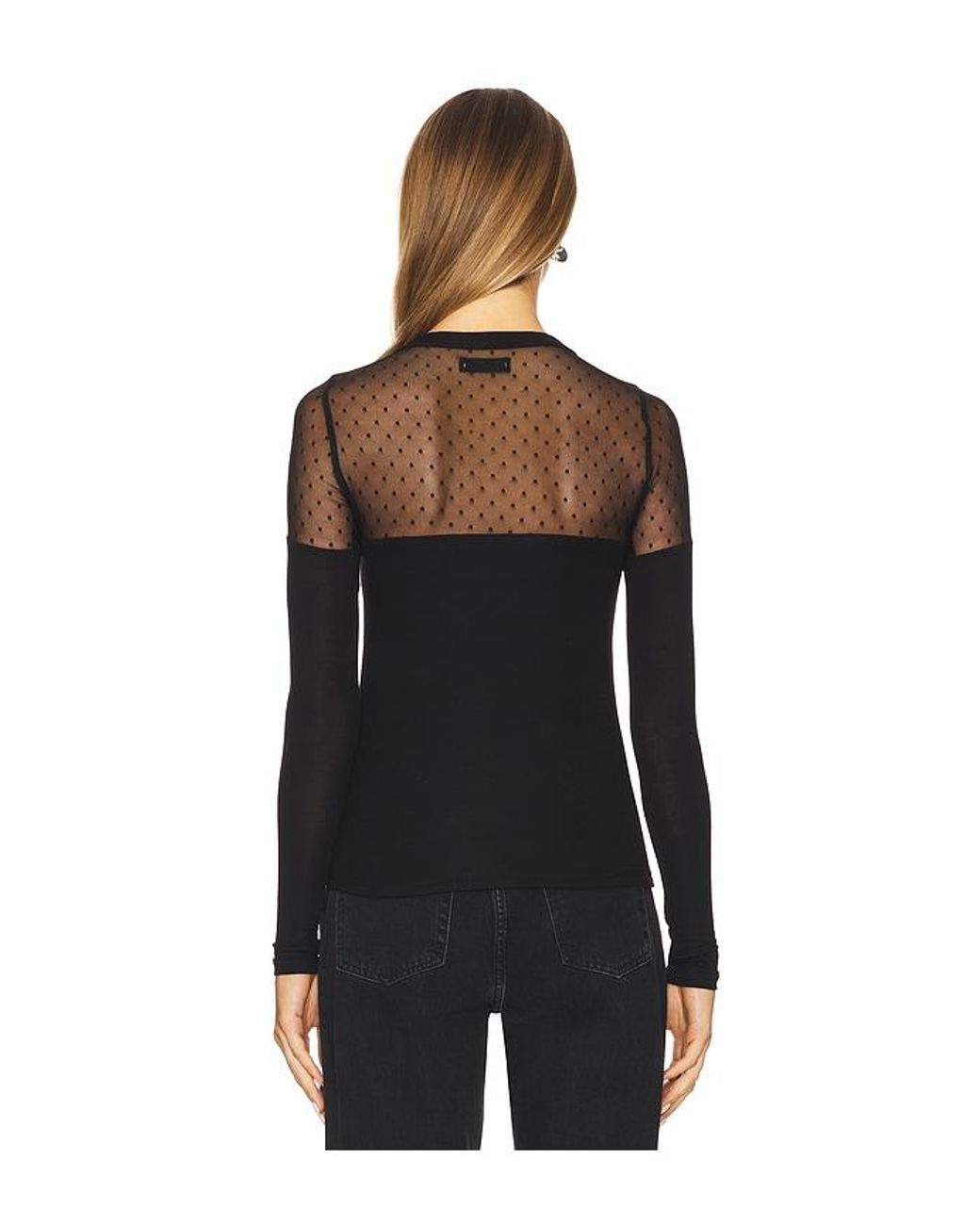 Michael Lauren Black Herbert 1/2 Lace Top