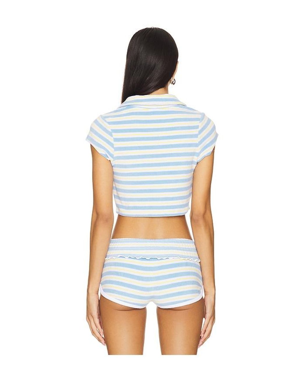 Frankie's Bikinis Blue Laurel Button Up Top