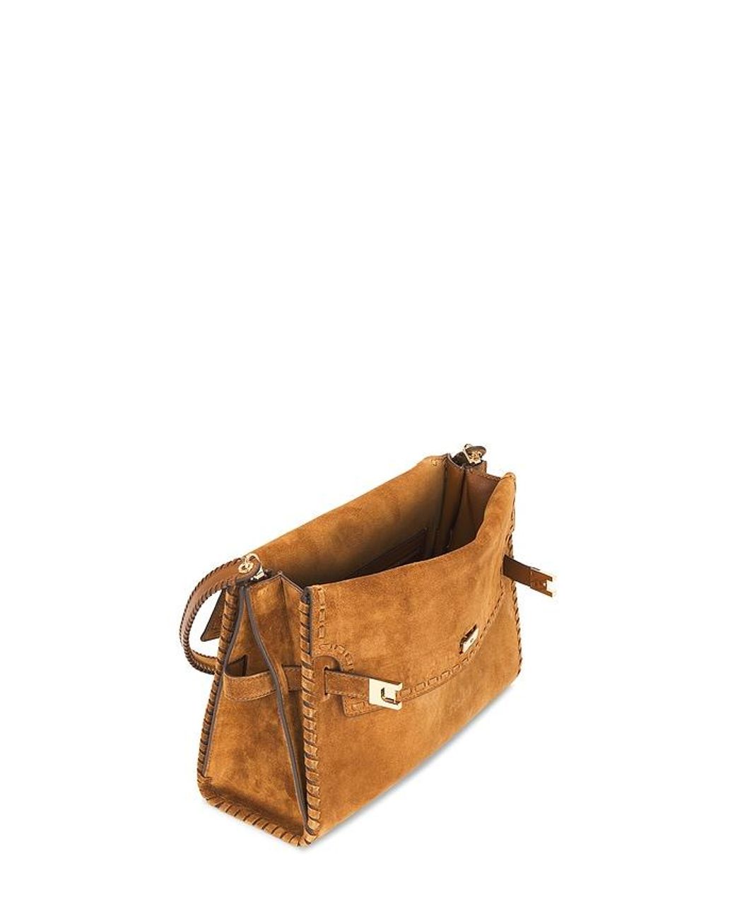 Tory Burch Brown Lee Radziwill Suede Large Shoulder Bag