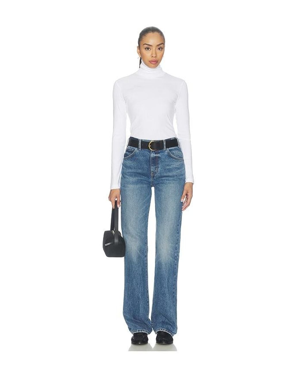 Enza Costa White Supima Cotton New Classic Longsleeve Turtleneck