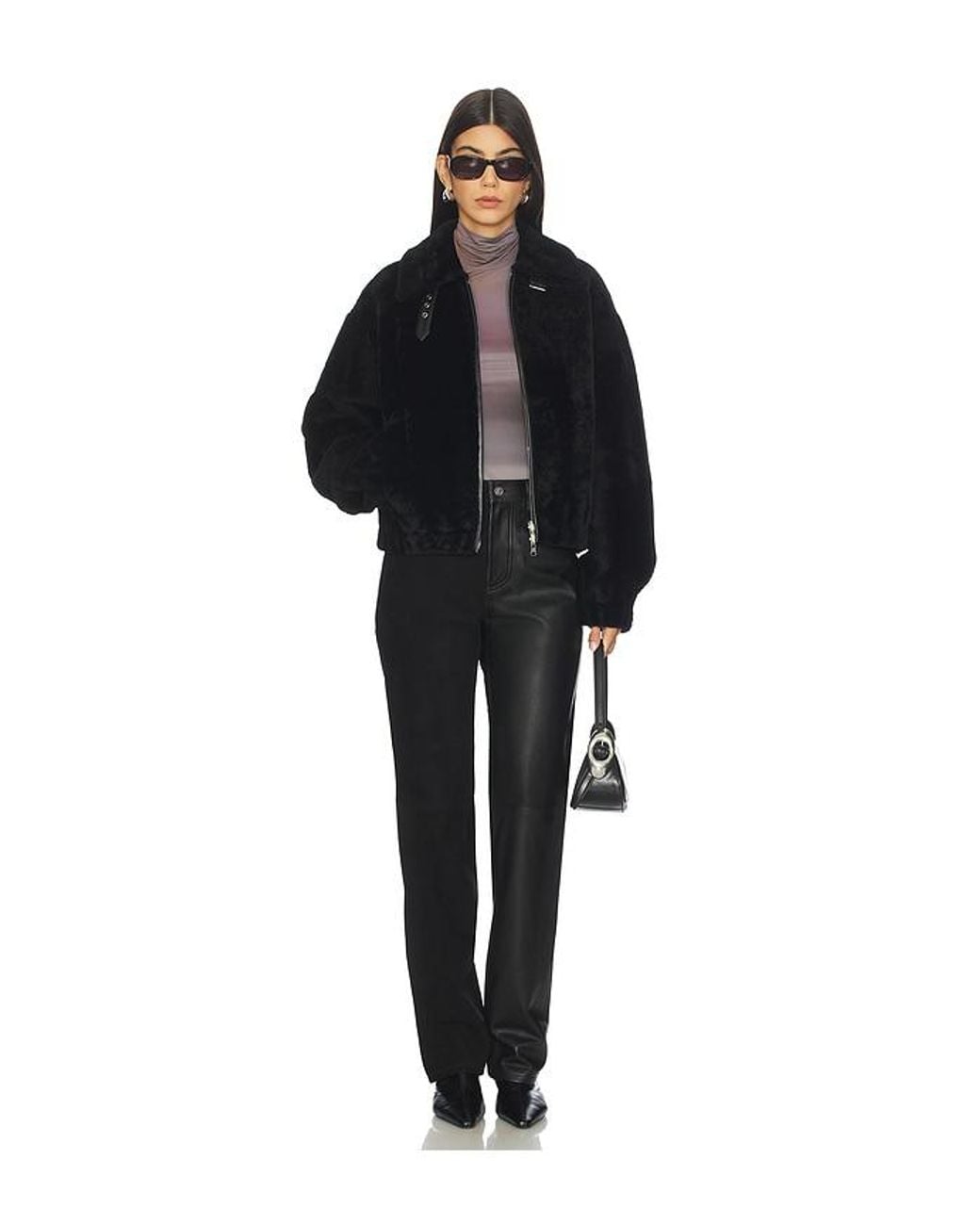 Helmut Lang Black Shearling Bomber