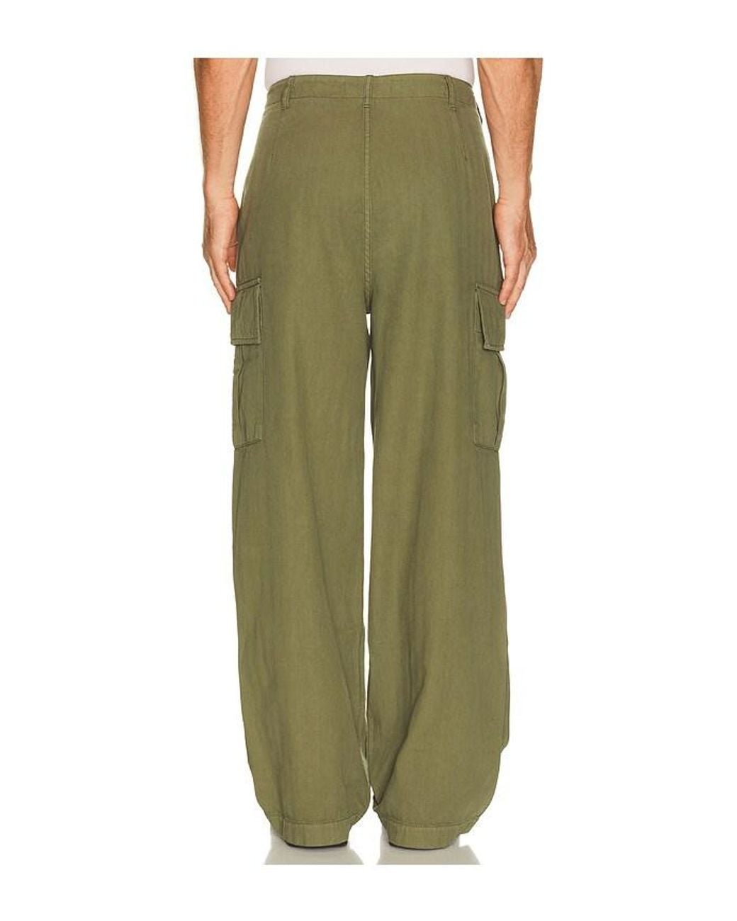 Palmes Green Herringbone Cargo Trousers for men