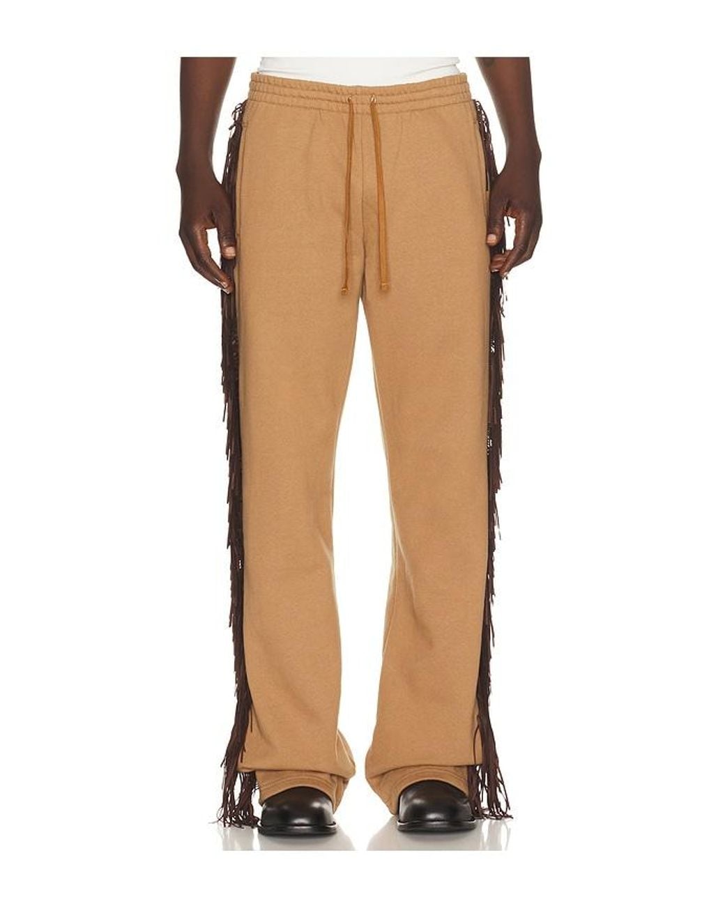 Austin Post White Fringed Straight Cut Pant for men