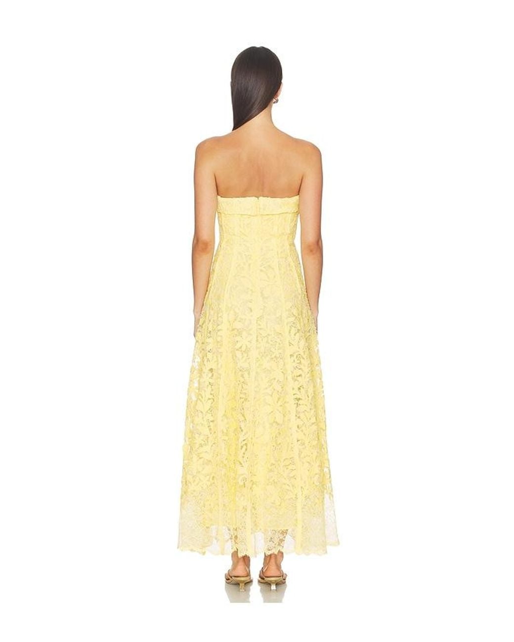 Jonathan Simkhai Yellow Imogen Cotton Lace Bustier Midi Dress