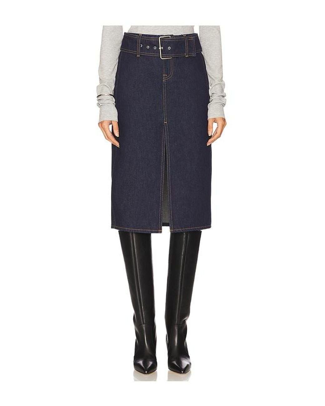GRLFRND Blue Norma Midi Skirt