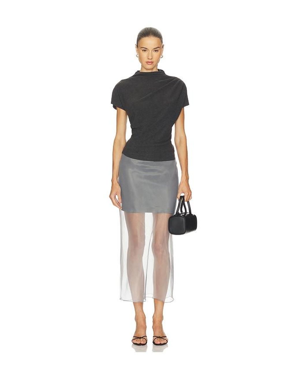 Line & Dot Black Drapiertes Top Walker