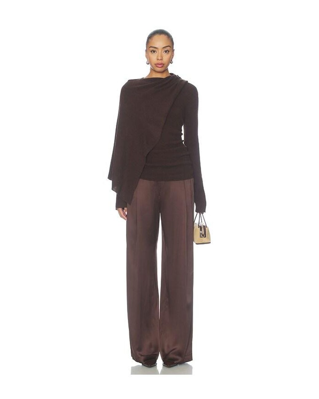 The Sei Brown Scarf Sweater