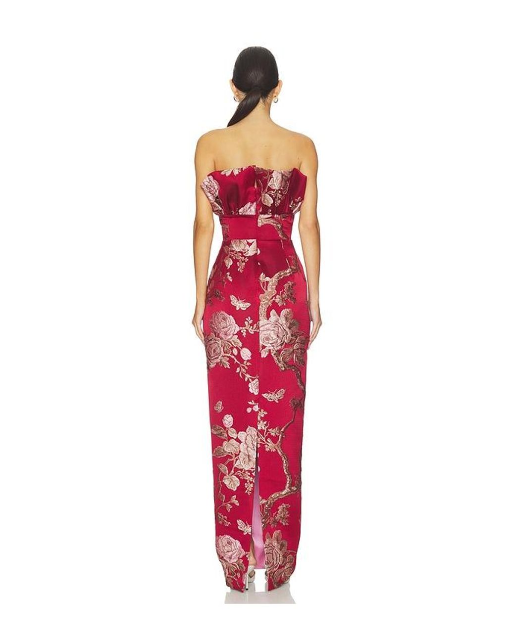 SAU LEE Red Noah Brocade Gown