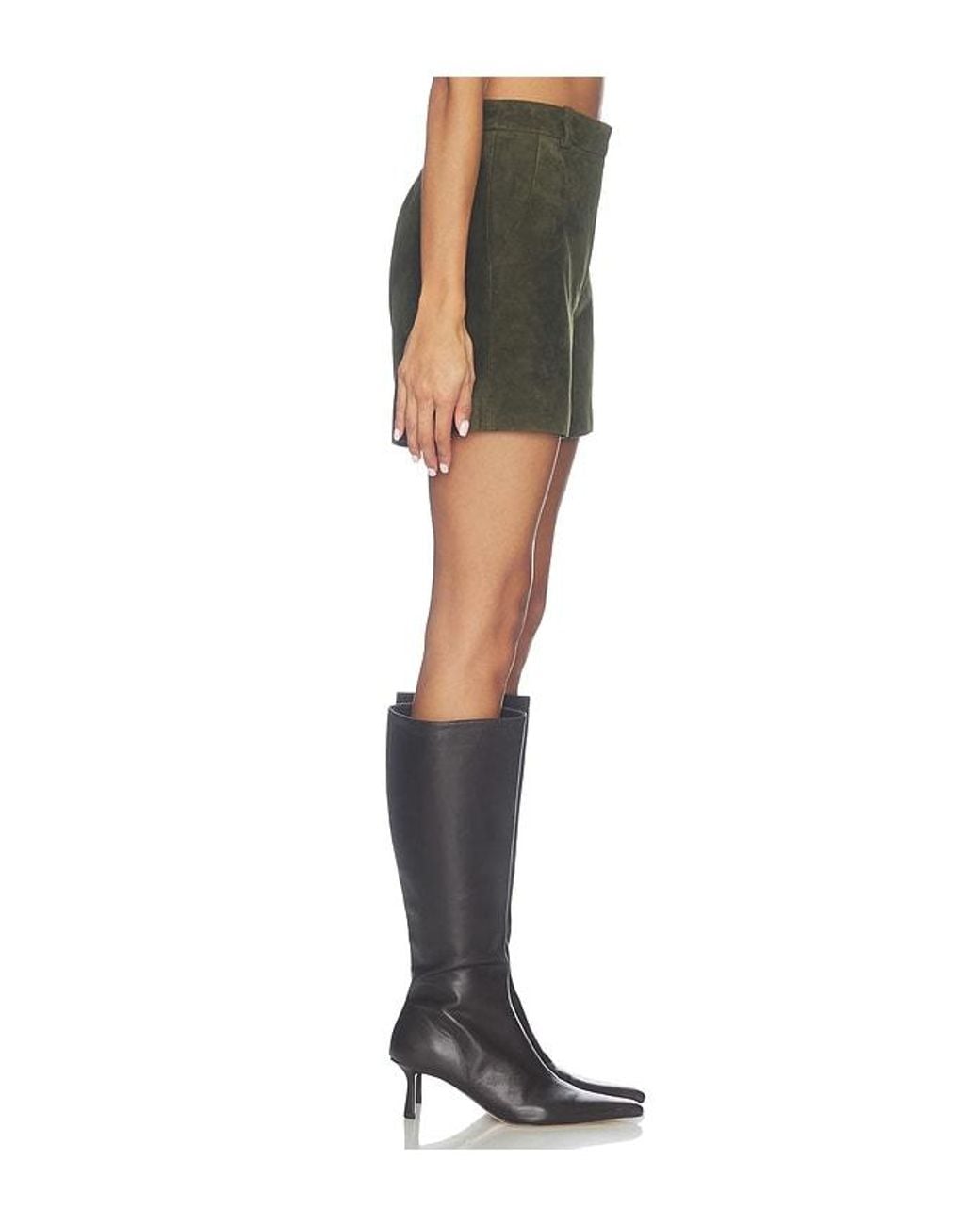 AEXAE Green Lamb Leather Suede Short