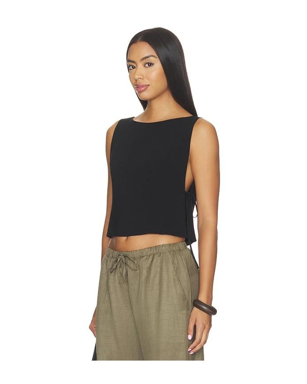Leset Black Ari Boatneck Tie Top