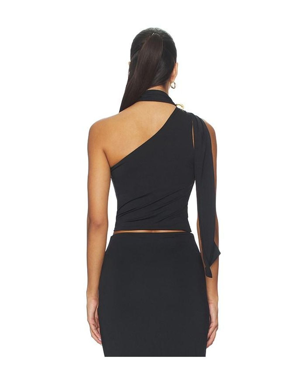 Cin Cin Black Cosmos Halo One Shoulder Top
