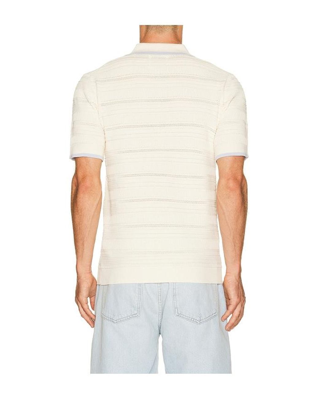 Scotch & Soda White Structured Knitted Regular Fit Polo for men