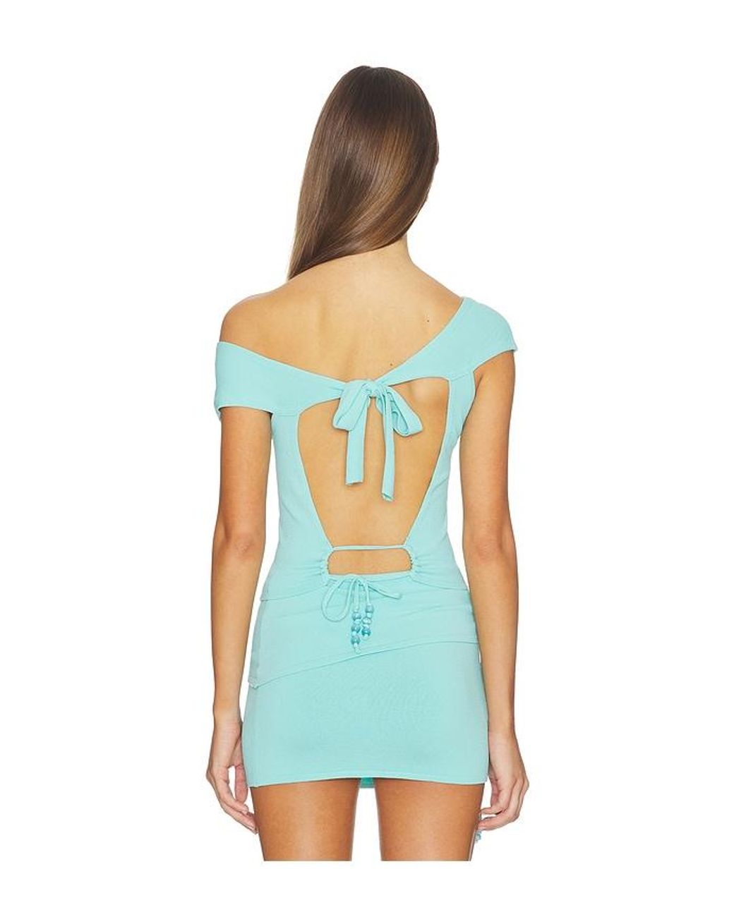 Tiger Mist Blue Off Shoulder Knit Top