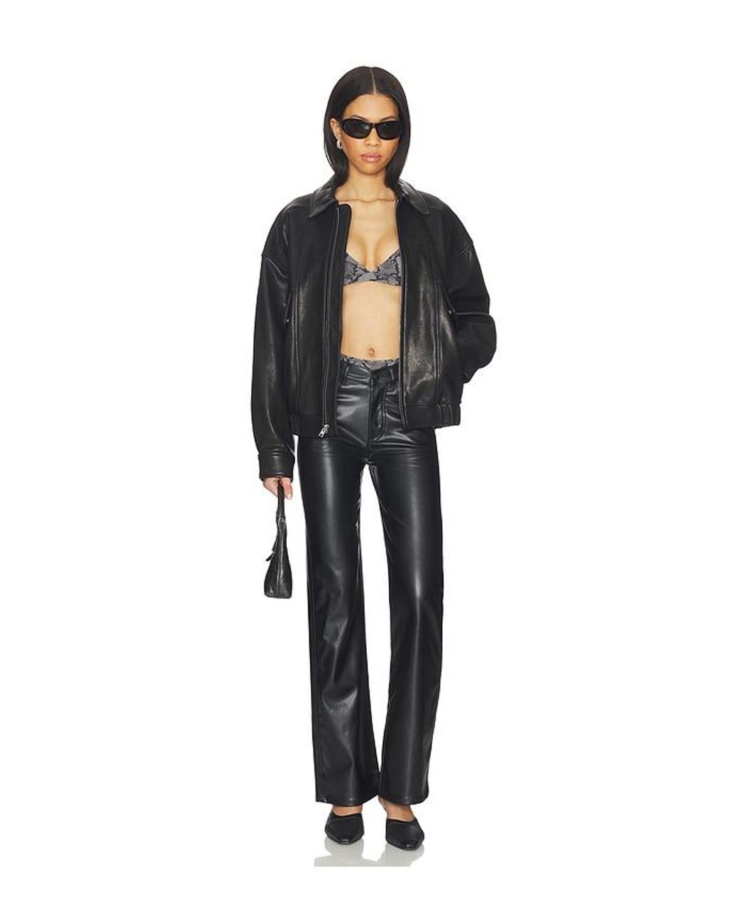 DIESEL Black Plain Leather Pant